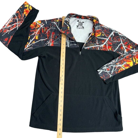 Moonshine Attitude Attire Fleece Mens Medium Red Black 1/4 Zip Wildfire Camo M - Picture 6 of 10